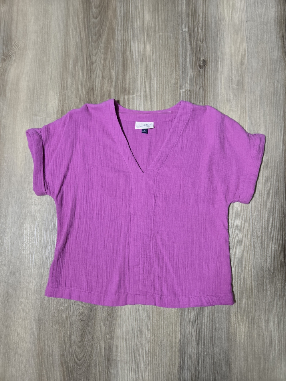 Universal Thread Gauze Pink V-Neck Short Sleeve Top